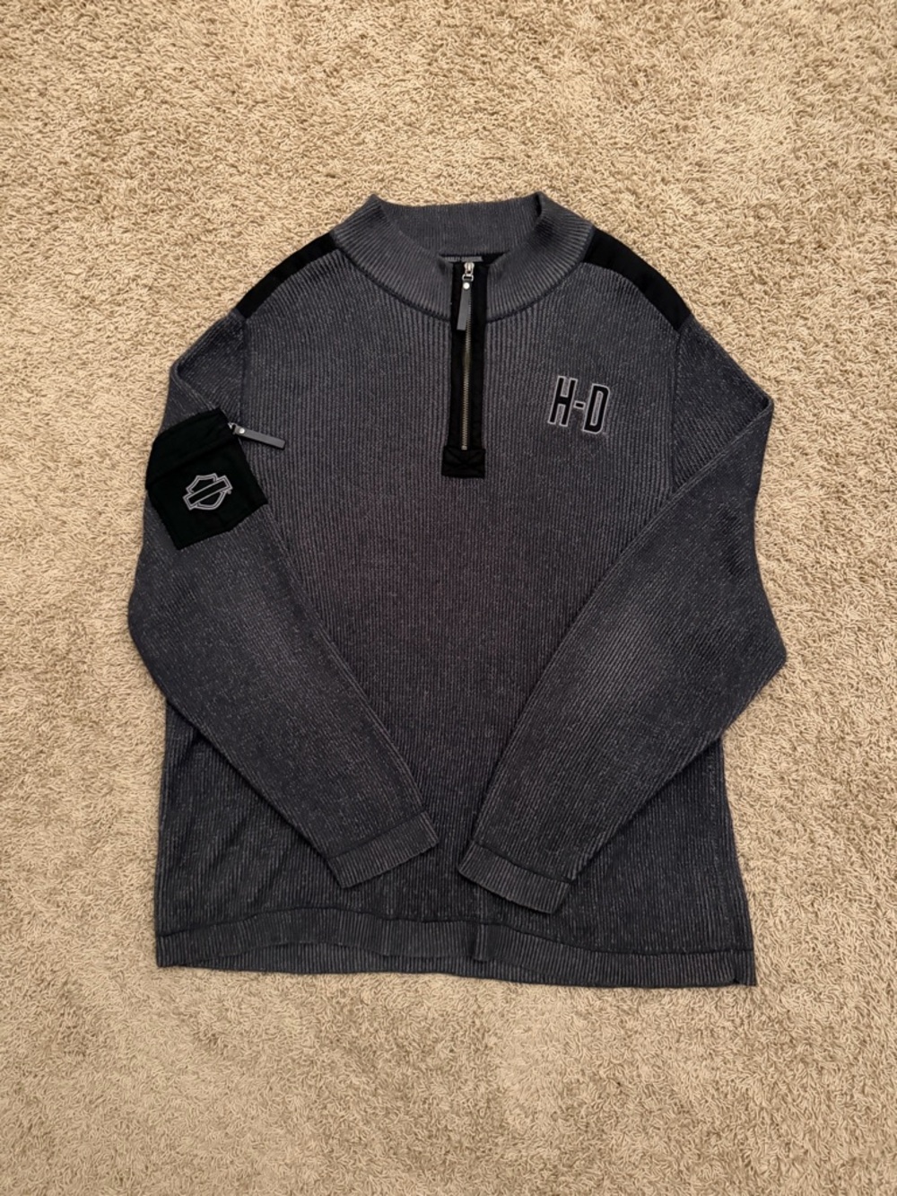 Vintage Harley Davidson Motorcycles HD Biker Knit Sweater Quarter Zip Men’s 2XL